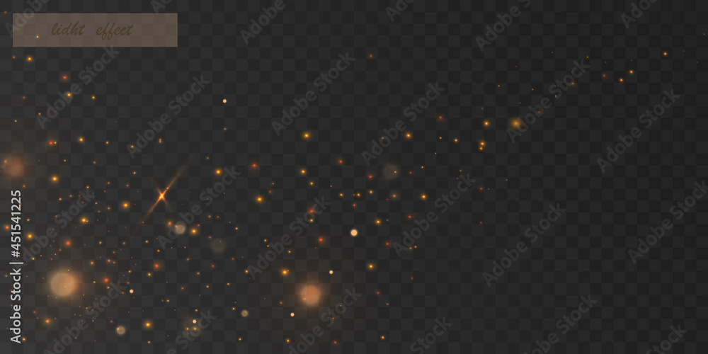 Glowing light effect with many glitter particles isolated on transparent background. Vector star cloud with dust.