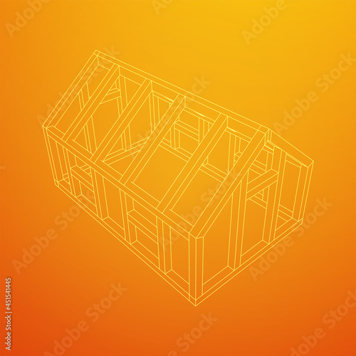 Greenhouse construction frame. Hothouse building object or framing house. Warm house Vector illustration. Glasshouse concept image