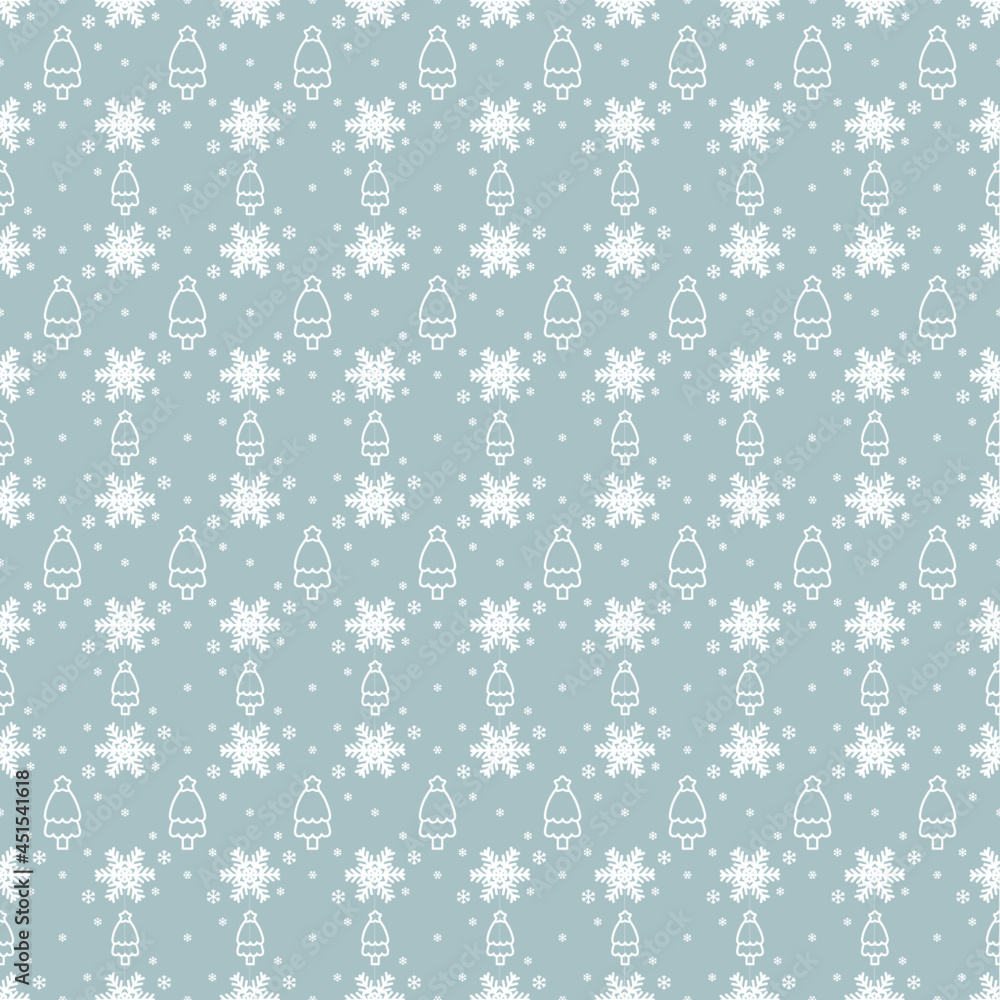 Christmas Pattern Background - Pine With The Star And Snowflakes Vector OnBludGray-Pigeon BG Christmas Pattern Background - Pine With The Star And Snowflakes Vector OnBludGray-Pigeon BG