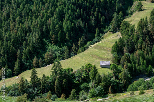 Paysage de montagne des Alpes-Maritimes dans la vallée de la Tinée dans la montée au col de La Bonette en été en France photo