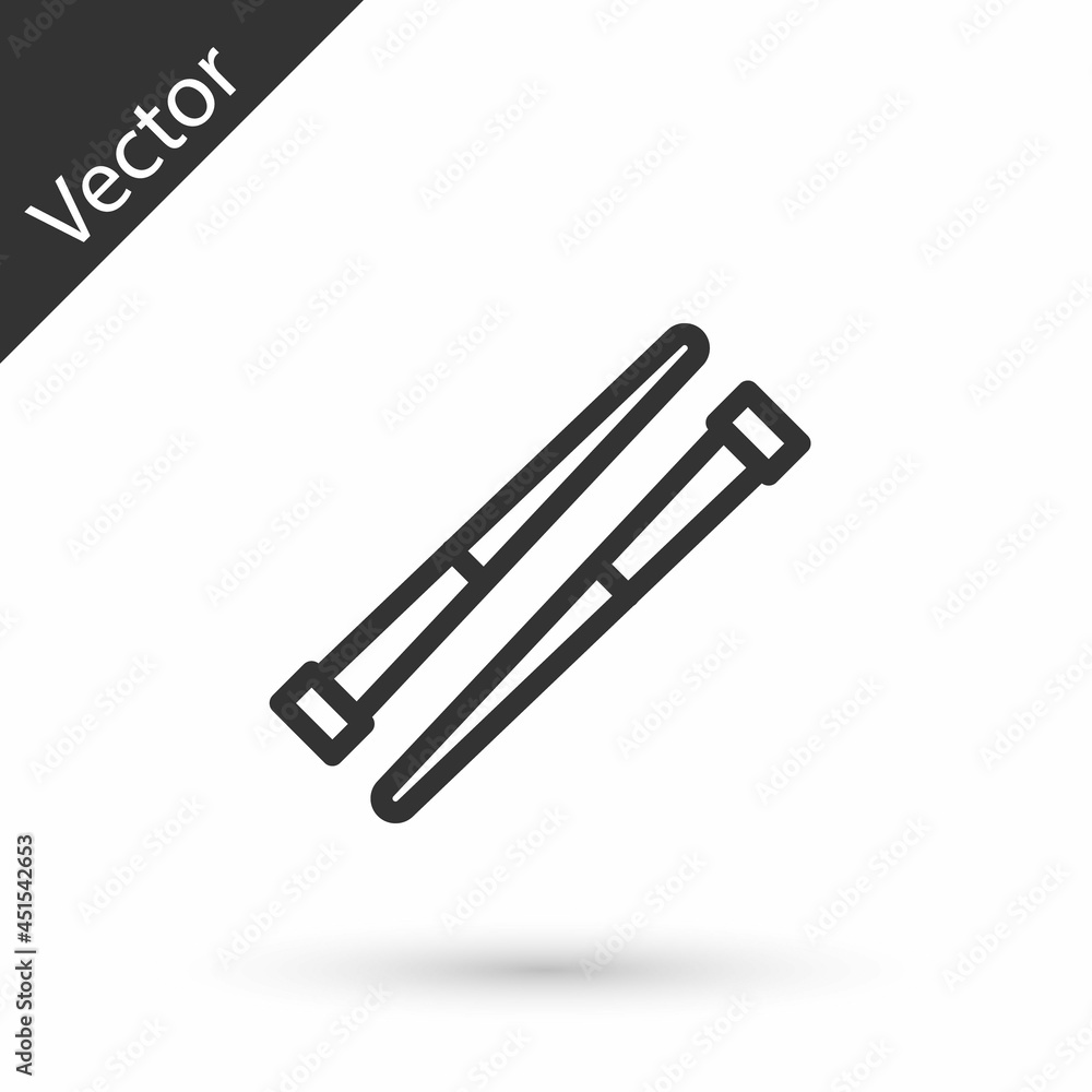 Grey line Food chopsticks icon isolated on white background. Wooden Korean sticks for Asian dishes. Oriental utensils. Vector Grey line Food chopsticks icon isolated on white background. Wooden Korean sticks for Asian dishes. Oriental utensils. Vector