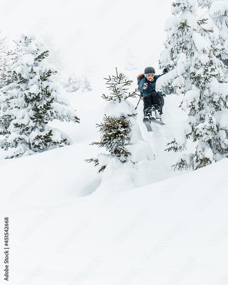 Free Skiing , freerider in snowy winter landscape