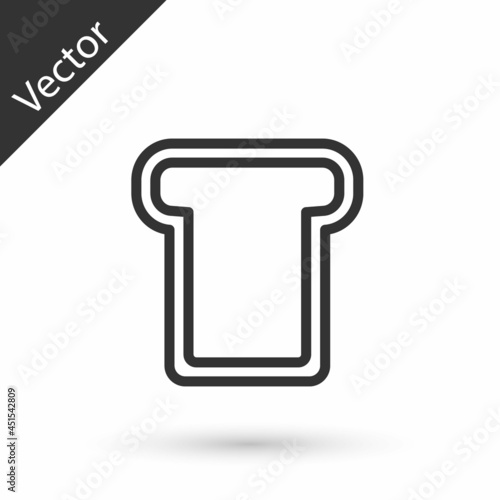 Grey line Bread toast for sandwich piece of roasted crouton icon isolated on white background. Lunch, dinner, breakfast snack. Vector