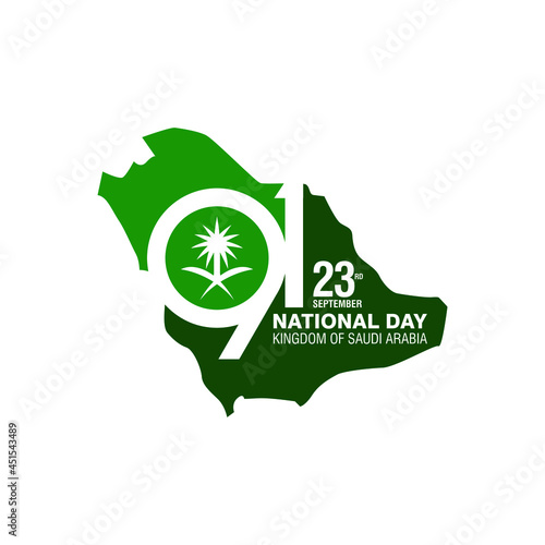 Banner design of 91 Year Saudi Arabia National Day. 23 September. Vector Illustration.