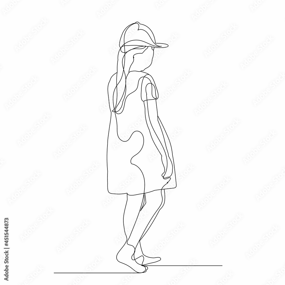 continuous line drawing child girl sketch continuous line drawing child girl sketch