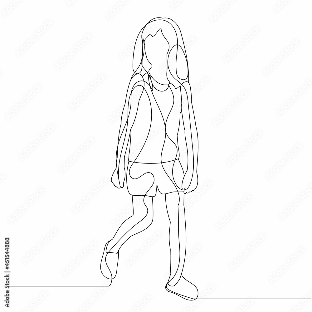 continuous line drawing child girl