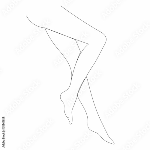 continuous line drawing female feet sketch, vector