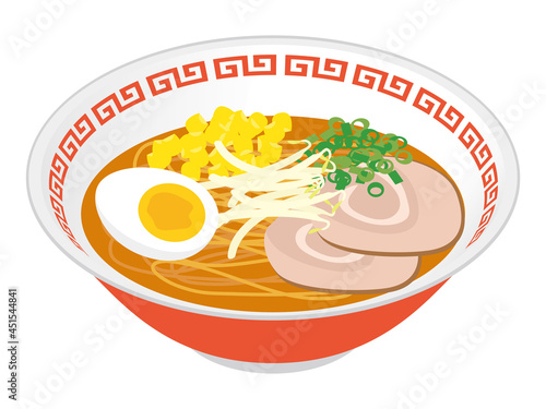 味噌ラーメン　Miso Ramen Vector Illustration