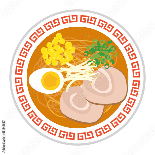 味噌ラーメン　Miso Ramen Vector Illustration