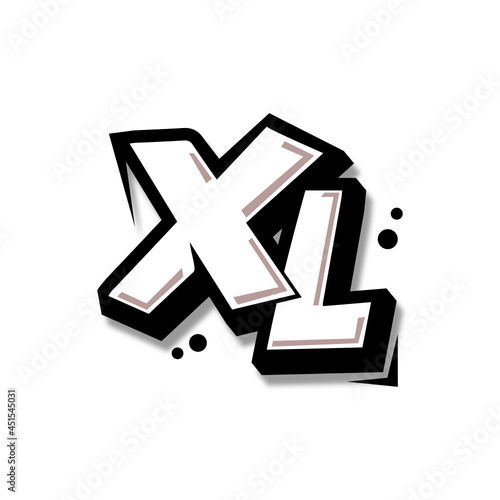 Simple Initial Logo Lettering Cartoon Grafity Black and White XL