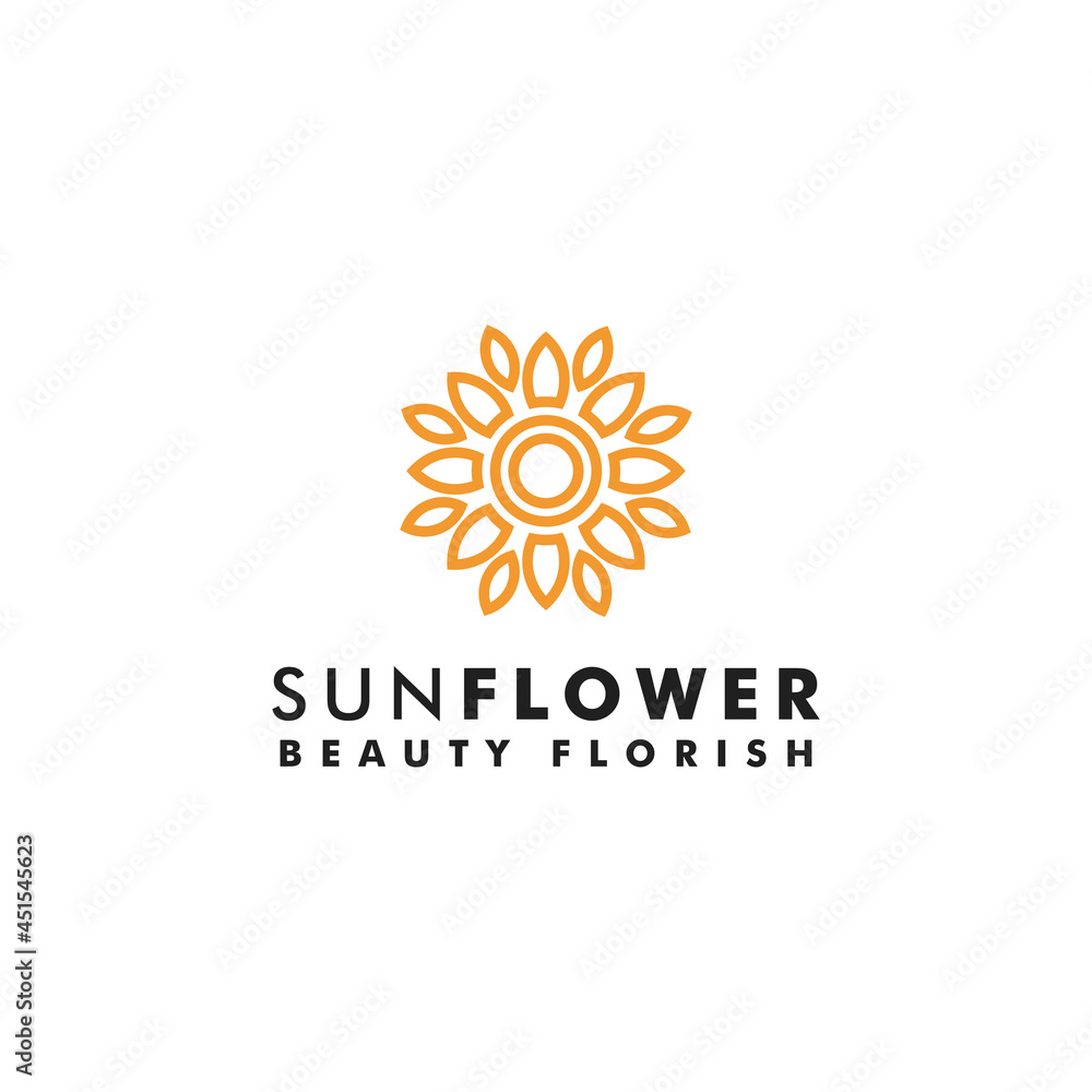 Sunflower logo design sun icon symbol logotype flower vector