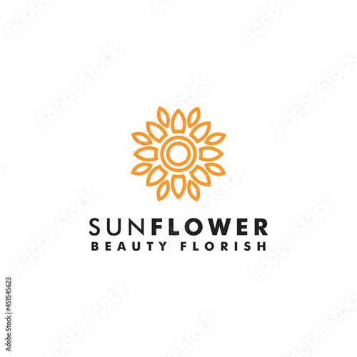 Sunflower logo design sun icon symbol logotype flower vector