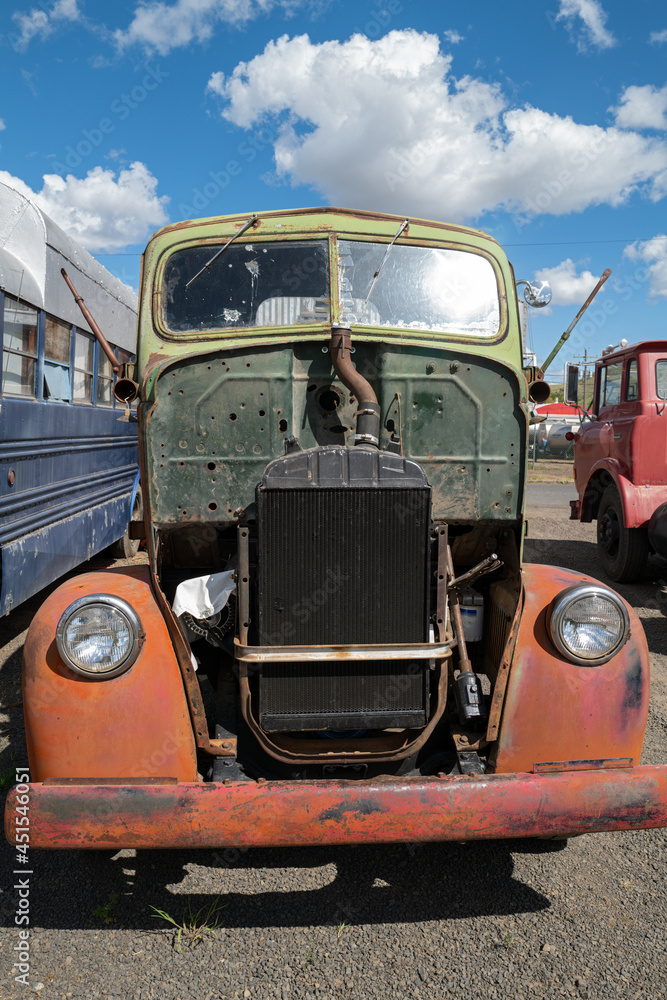 Antique truck with an exposed radiator