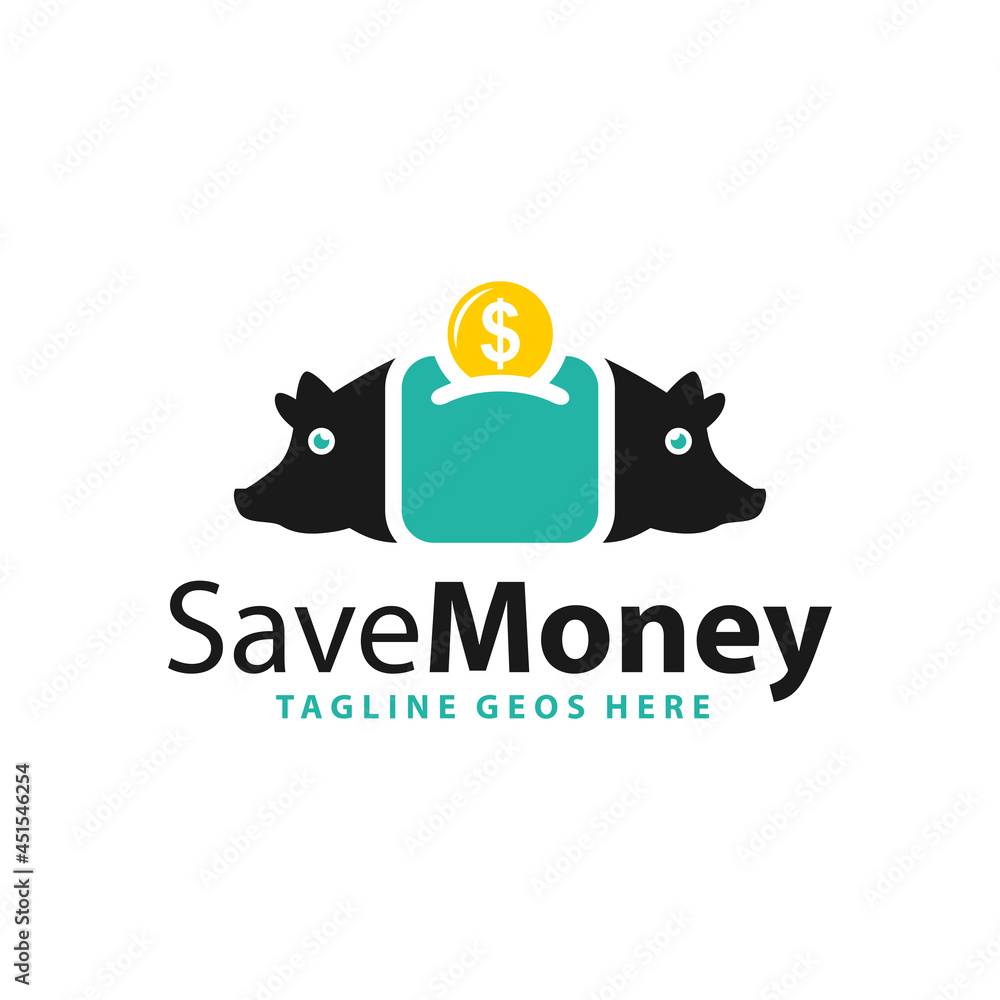money saving pig illustration logo money saving pig illustration logo