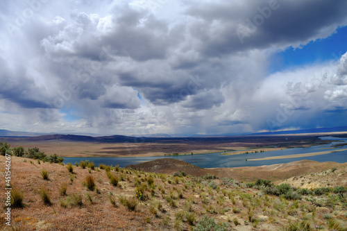A storm approaching above the Columbia River in the Saddle Mountain National Wildlife Refuge in Washington, USA