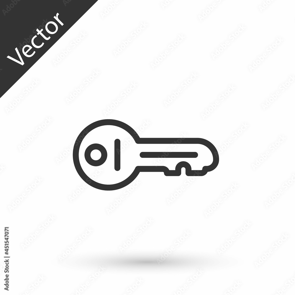Grey line Old key icon isolated on white background. Vector Grey line Old key icon isolated on white background. Vector