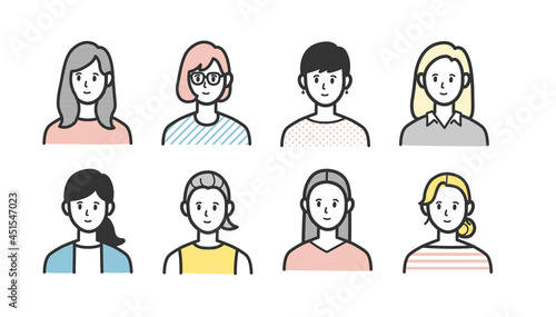 女性　上半身　セット　カラフル