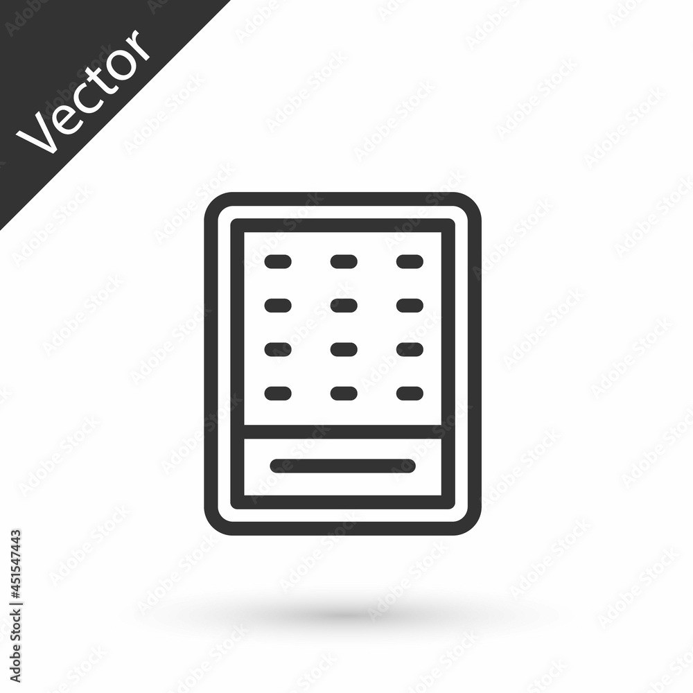 Grey line Lottery ticket icon isolated on white background. Bingo, lotto, cash prizes. Financial success, prosperity, victory, winnings luck. Vector Grey line Lottery ticket icon isolated on white background. Bingo, lotto, cash prizes. Financial success, prosperity, victory, winnings luck. Vector