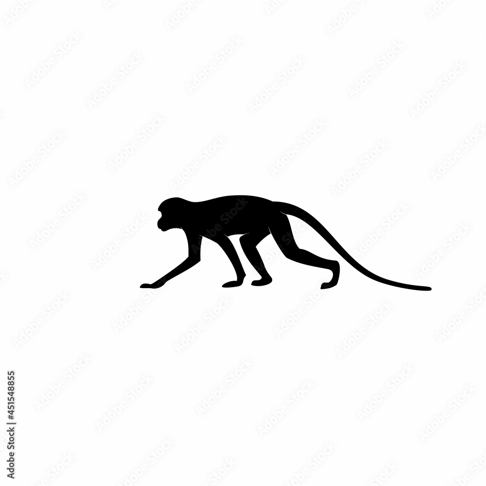 Monkey Silhouette Logo Design Vector  White Background