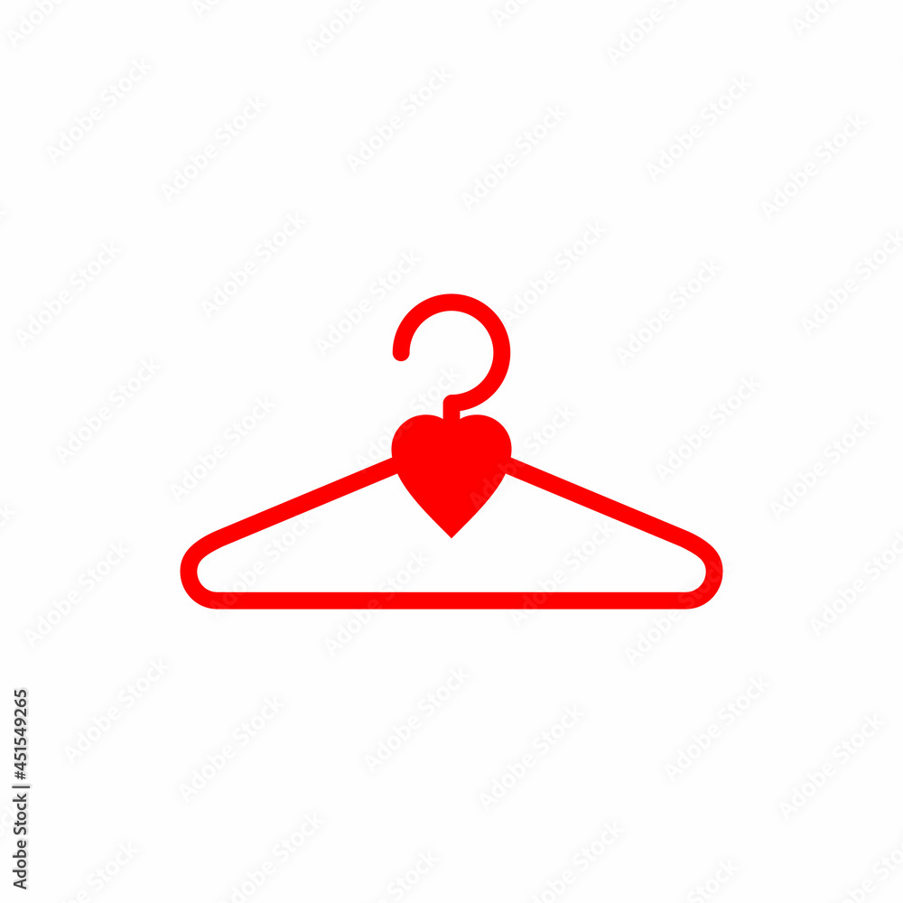 Clothes Hanger Icon, Red Coat Hanger for Clothes with a Heart Clothes Hanger Icon, Red Coat Hanger for Clothes with a Heart
