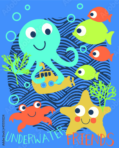 underwater, fish ocean,  deep sea aquarium Design pattern  © Norwester.usa