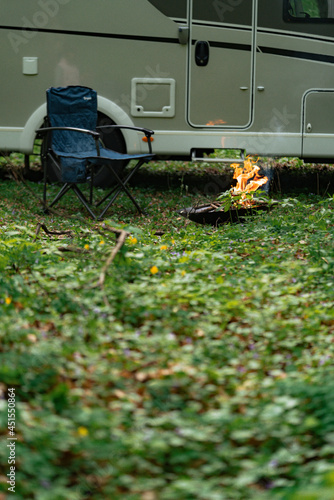 Campfire at the caravan