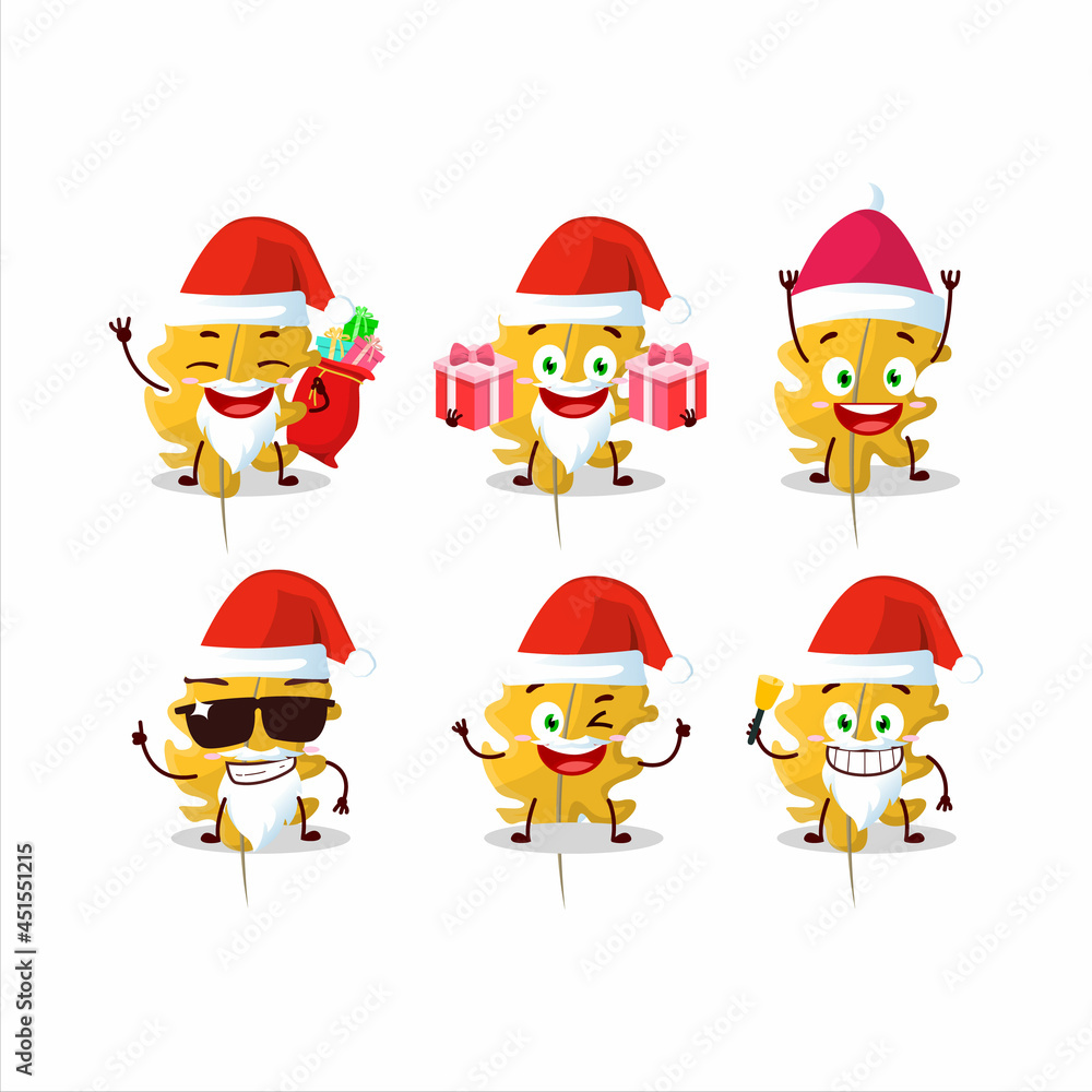 Santa Claus emoticons with oak yellow leaf angel cartoon character Santa Claus emoticons with oak yellow leaf angel cartoon character