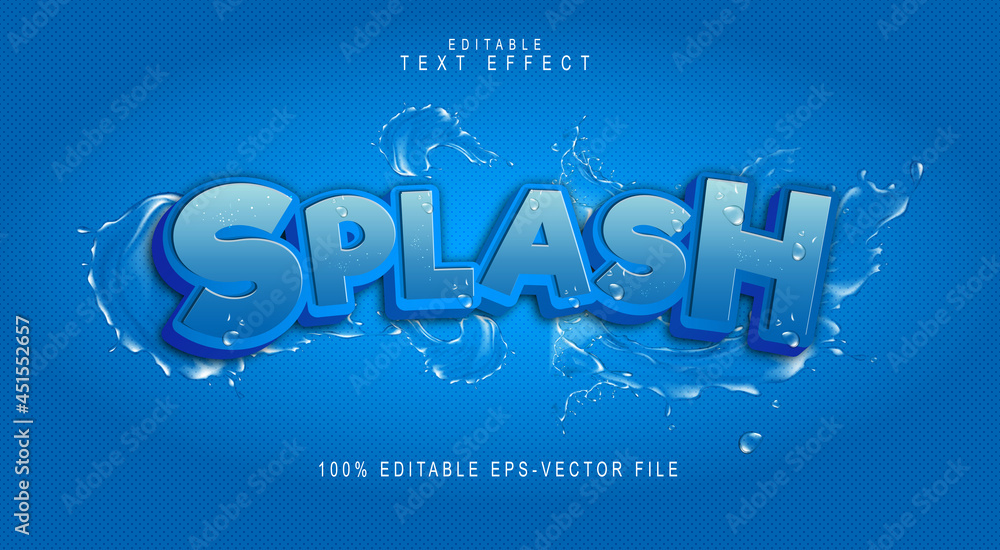 Modern editable splash text effect in blue. Suitable for tourism