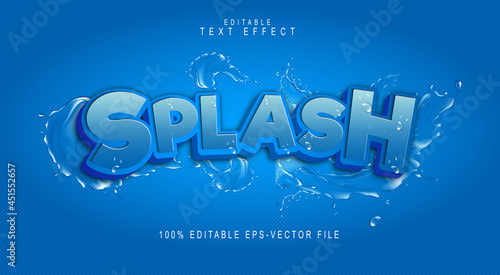 editable Modern editable splash text effect in blue. Suitable for tourism promotional banner, brochure template etc.typhography logo