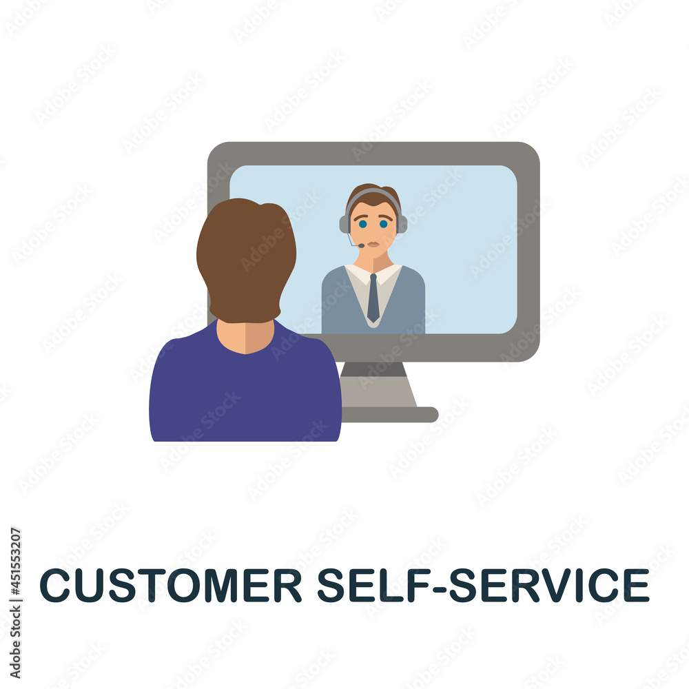 Customer Self-Service flat icon. Colored sign from customer service collection. Creative Customer Self-Service icon illustration for web design, infographics and more Customer Self-Service flat icon. Colored sign from customer service collection. Creative Customer Self-Service icon illustration for web design, infographics and more