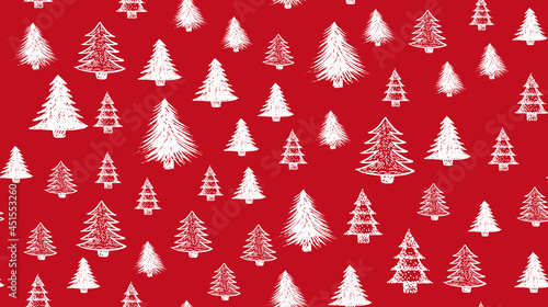 Christmas trees set, hand drawn. Vector illustration. 
