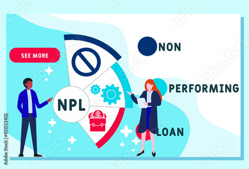 Vector website design template . NPL - Non-Performing Loan acronym. business concept. illustration for website banner, marketing materials, business presentation, online advertising.