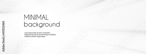 Minimal white banner with wavy lines. Abstract long vector background for facebook cover, web header design with copy space for text