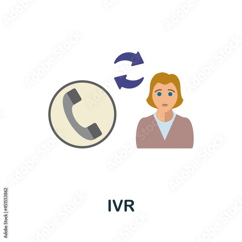 Ivr flat icon. Colored sign from customer service collection. Creative Ivr icon illustration for web design, infographics and more