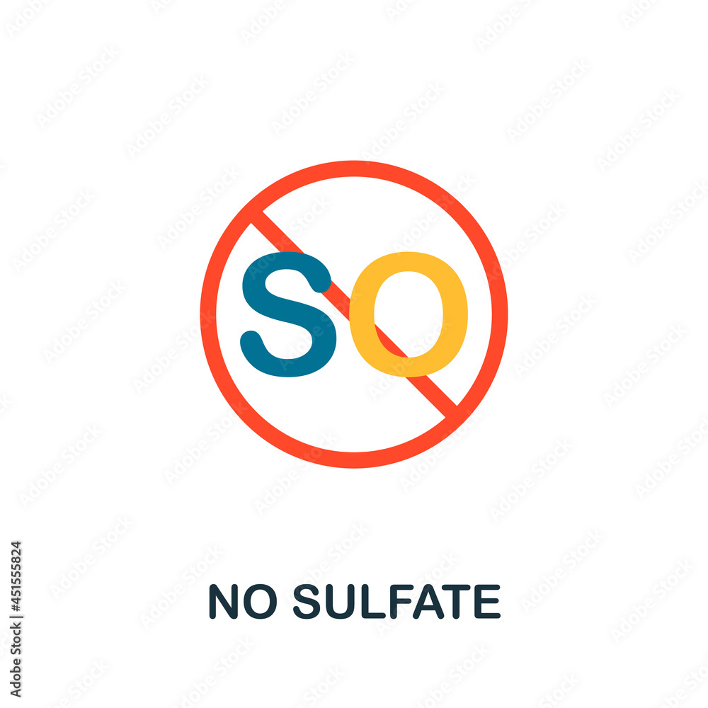 No Sulfate icon. Flat sign element from eco friendly product collection. Creative No Sulfate icon for web design, templates, infographics and more