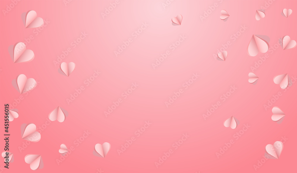 Red Heart Vector Pink  Backgound. Romantic Hearts