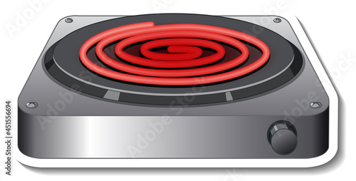 A sticker template with electric induction stove isolated