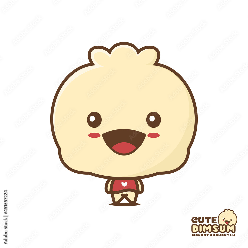 cute dimsum mascot, steamed bun cartoon illustration cute dimsum mascot, steamed bun cartoon illustration