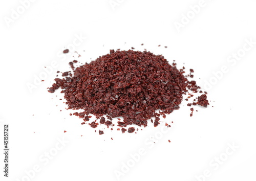 sumac spice on white. Ground Sumac Powder Spice isolated.