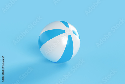 beach balls on blue background, summer minimal 3d illustration render © Nataliia