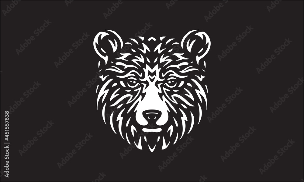 bear logo on black background - obrazy, fototapety, plakaty 