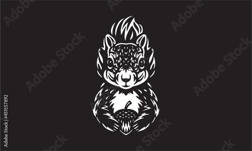 squirrel logo on black background