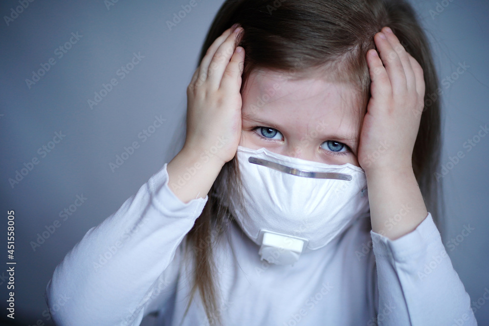 Headache of a child from coronavirus covid19, in the hospital, after vaccination Headache of a child from coronavirus covid19, in the hospital, after vaccination