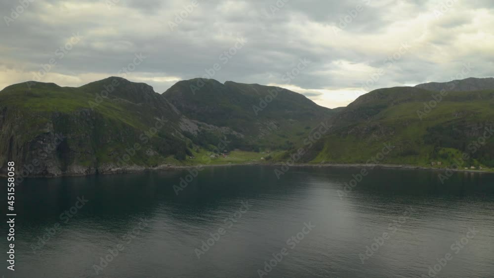 Panoramic View Of Coastal Island In Maaloy Norway - wide shot Panoramic View Of Coastal Island In Maaloy Norway - wide shot