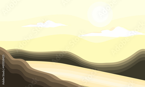 vector illustration of desert landscape in the daytime