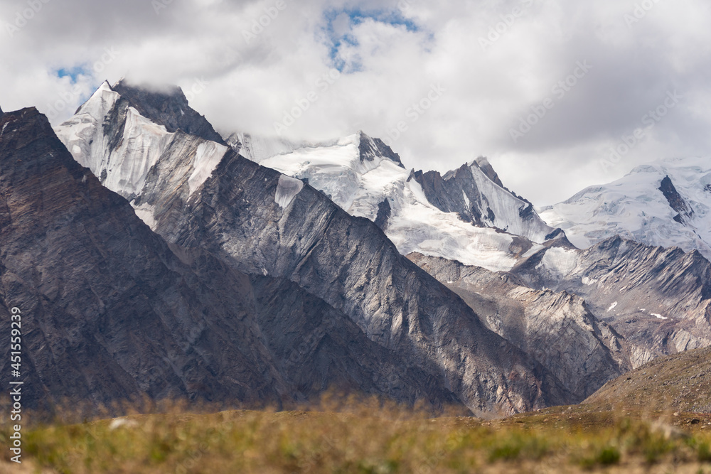 Beautiful snow mountain peak in Zanskar valley, Himalaya mountains range in Ladakh region, north India