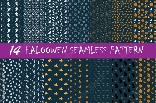 14 Halloween  seamless pattern Bundle,You can use it for design of Invitations, Bottle Caps, T-Shirts, Cell Phone Covers,Website Design, Cards, and more