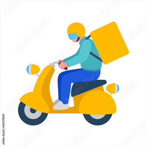 Delivery man ride scooter vector illustration