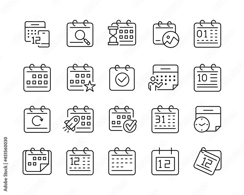 Calendar Icons - Vector Line Icons. Editable Stroke. Vector Graphic Calendar Icons - Vector Line Icons. Editable Stroke. Vector Graphic