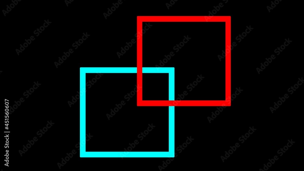 glowing square sign in blue and red color glowing square sign in blue and red color